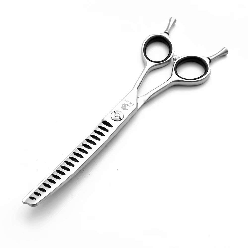 TIJERAS 6.5Inch Thinning Shears 440C Up -Curved Pet Grooming Thinning Shears Hair Cutting Scissor Hair Trimming Japanese Steel Balde Scissors for Dogs and Cats Thinning Rate35-45% by TIJERAS