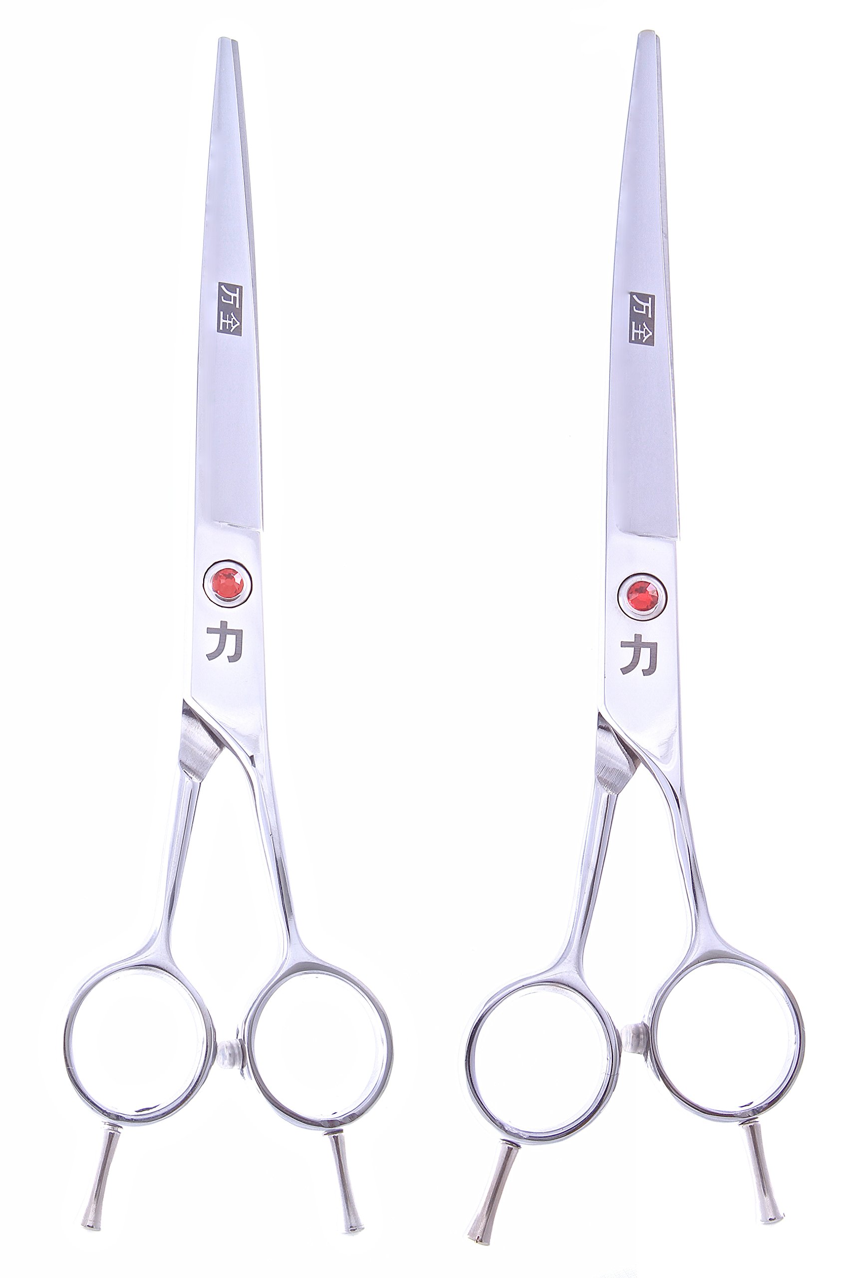 ShearsDirect Professional Japanese Stainless 7.5-Inch Straight and Curved Grooming Shears with Opposing Handle, Set of 2 by ShearsDirect
