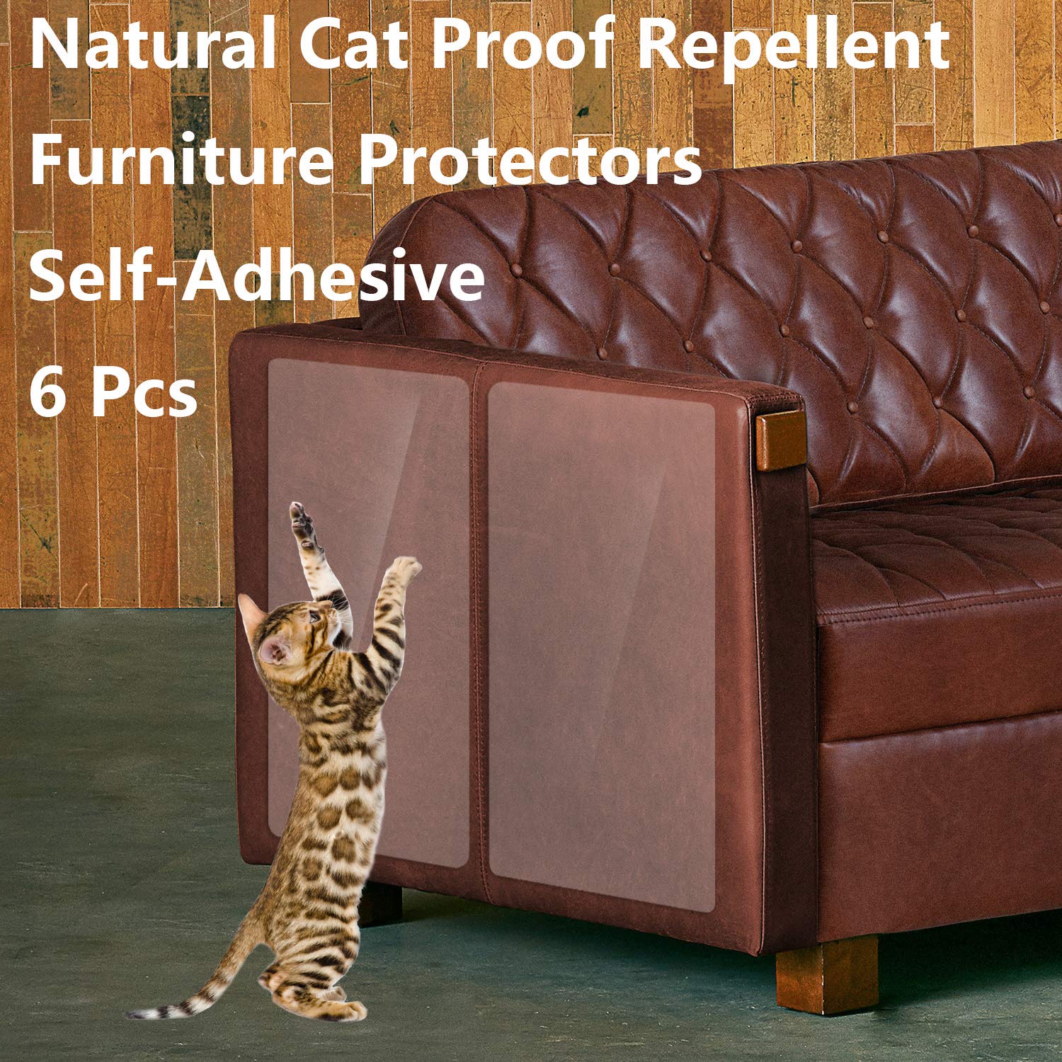 ROLIAT Anti-Scratch Cat Furniture Protectors(6Pcs), Protect Your Furniture from Dog/Cat Claws, Cat Scratch Deterrent Pad, Cat-Proof Couch Guard, Door Shield(18'' L x 8'' W) by ROLIAT